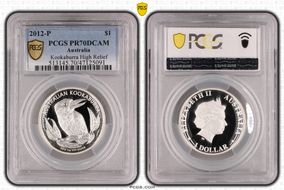 2012-P $1 Kookaburra Ag High Relief PR70DCAM