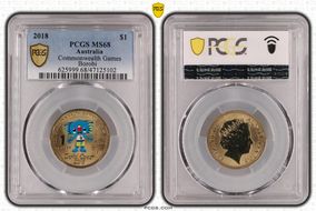 2018 $1 Commonwealth Games Borobi Colorized MS68