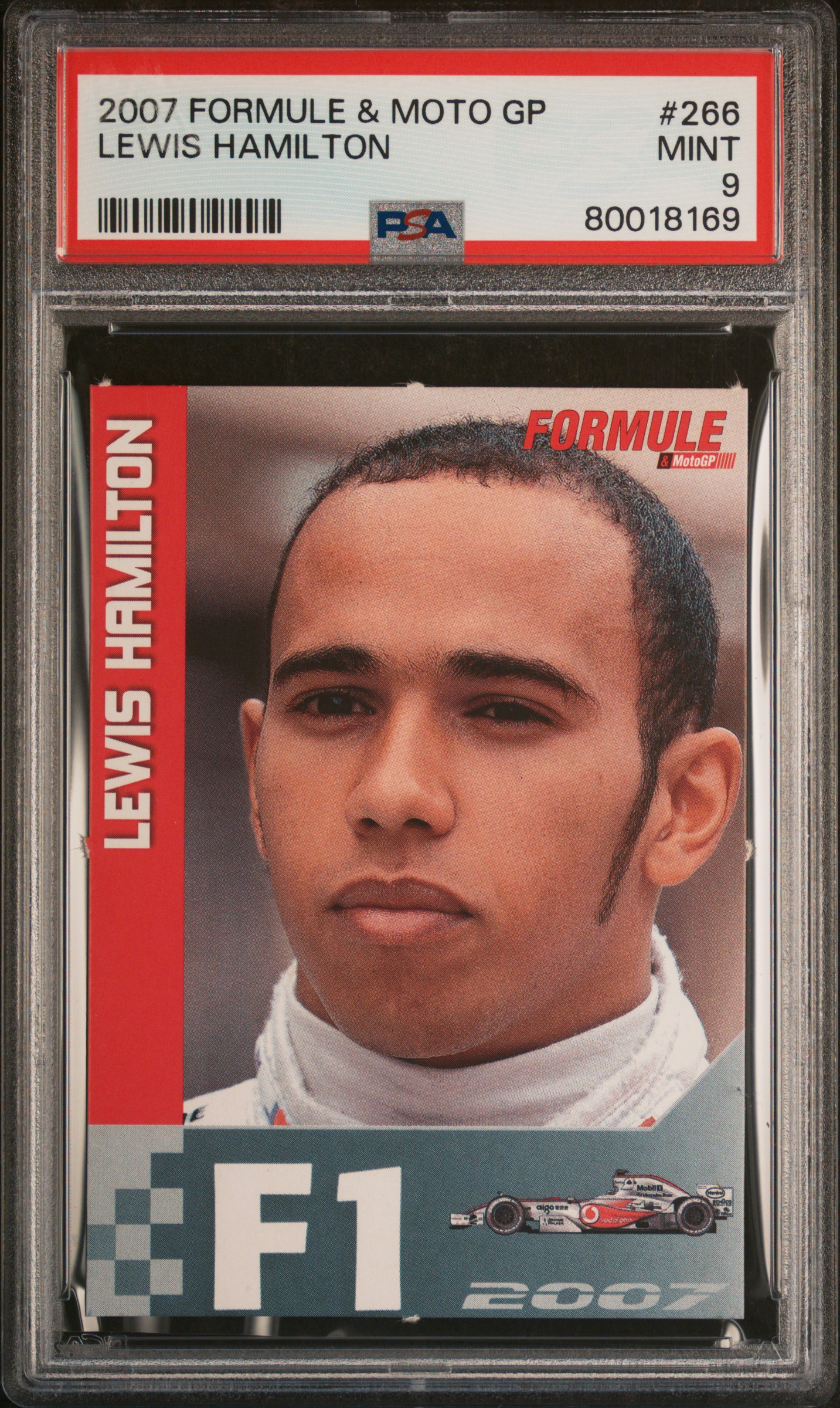 2007 Formule & Moto GP #266 Lewis Hamilton Rookie Card - PSA MINT 9