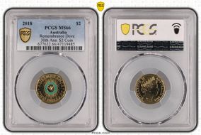 2018 $2 Remembrance Dove Colorized 30th Ann. $2 Coin MS66