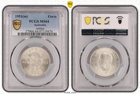 1951(m) Florin Jubilee KM-47  Ag MS64