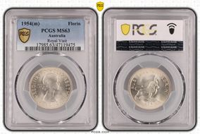 1954(m) Florin Royal Visit KM-55  Ag MS63