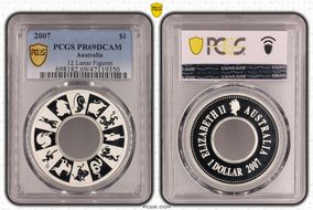 2007 $1 12 Lunar Figures Ag PR69DCAM