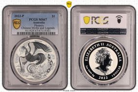 2022-P $1 Phoenix Chinese Myths and Legends MS67