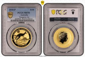 2018-P $100 Kangaroo Au MS70