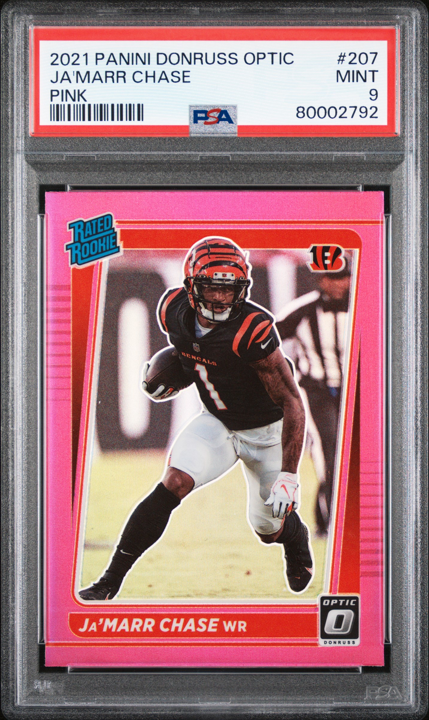 2021 Panini Donruss Optic Ja'marr Chase #207 (Pink) Mint 9 front