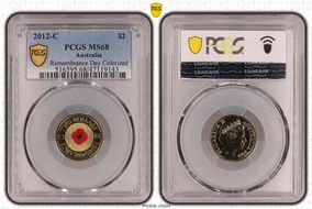 2012-C $2 Remembrance Day Colorized MS68