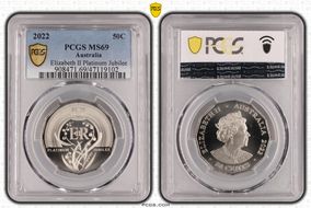 2022 50C Elizabeth II Platinum Jubilee MS69