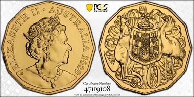 2020-M 50C ANDA Money Expo Gilt Privy Mark MS68