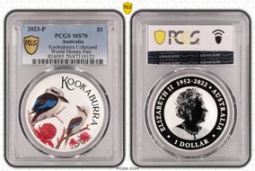 2023-P $1 Kookaburra Ag Colorized World Money Fair MS70