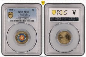 2018-C $2 Lest We Forget Eternal Flame Colorized MS68