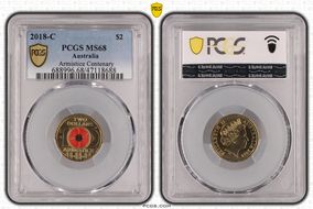 2018-C $2 Armistice Centenary Colorized MS68