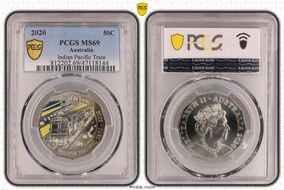 2020 50C Indian Pacific Train Colorized MS69