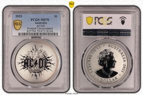 2021 $1 AC/DC Frosted Uncirculated MS70