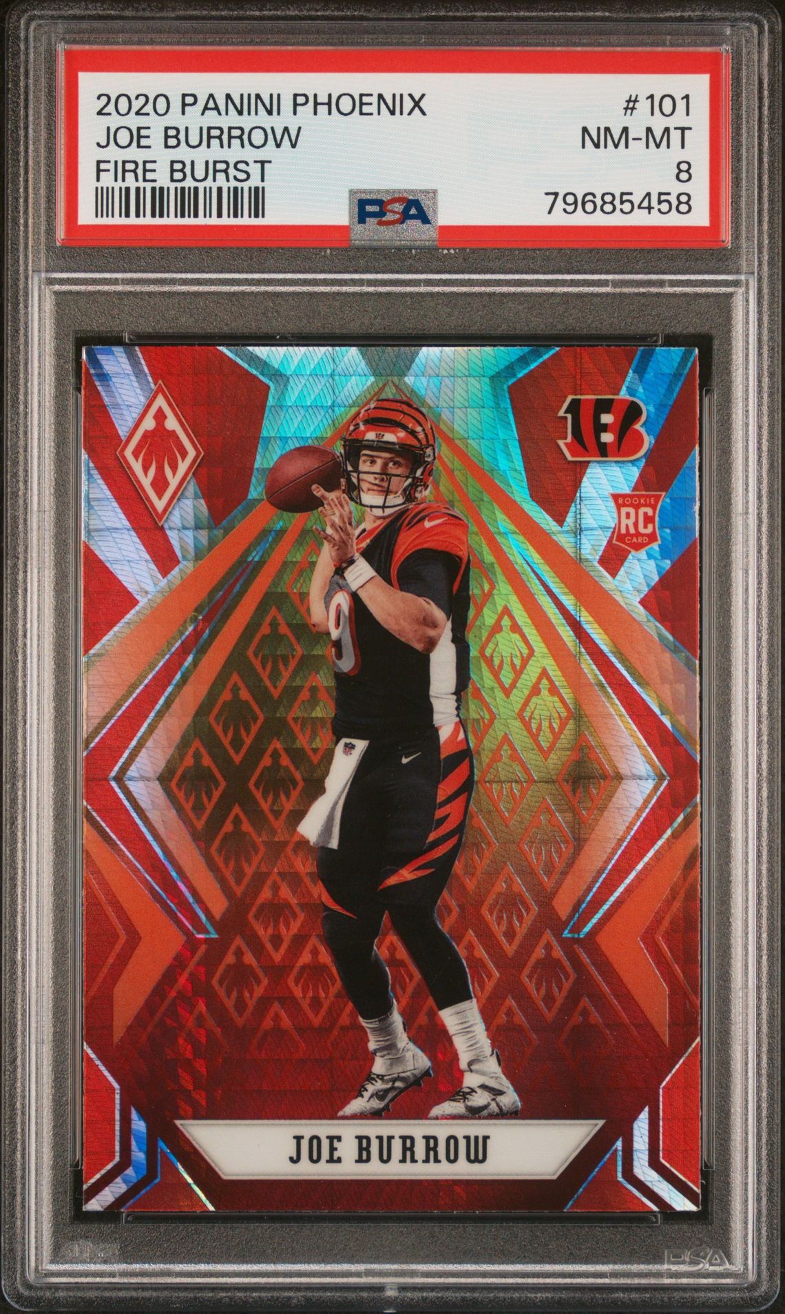 2020 Panini Phoenix Joe Burrow #101 (Fire Burst) Nm-Mt 8 front