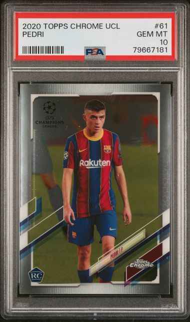 2020 Topps Chrome Uefa Champions League 61 Pedri Rookie Card – PSA