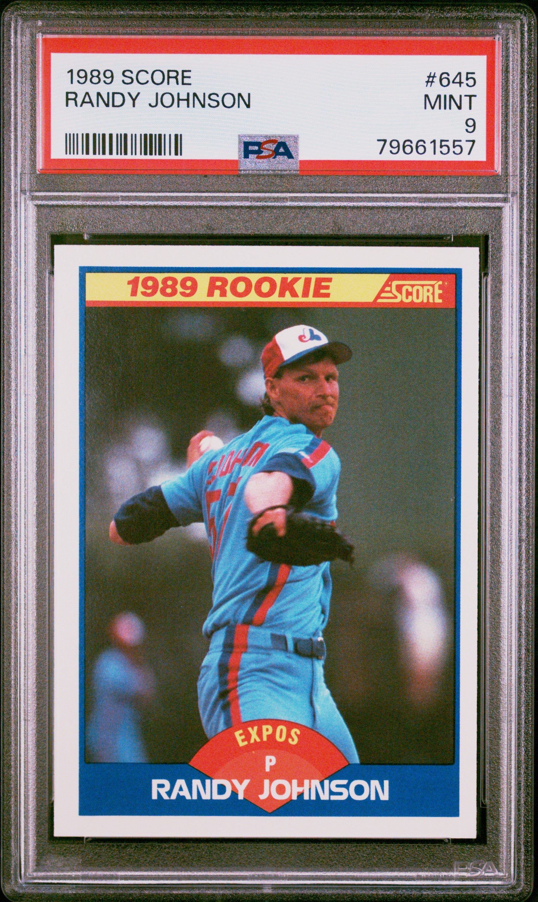 1989 Score #645 Randy Johnson Rookie Card  – PSA MINT 9