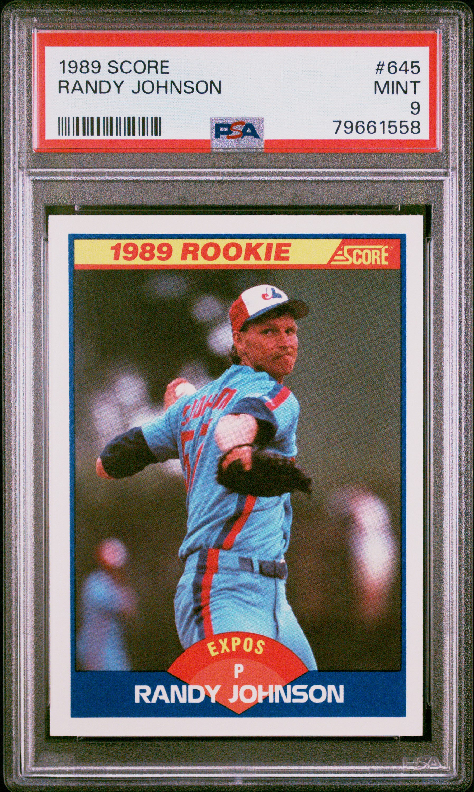 1989 Score #645 Randy Johnson Rookie Card  – PSA MINT 9