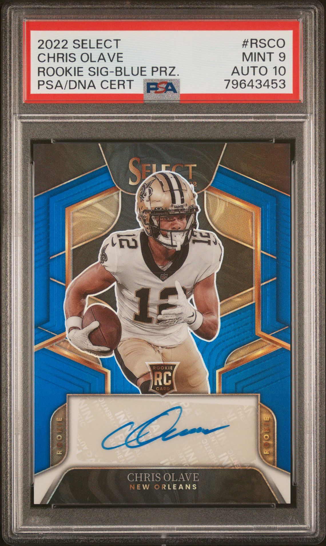 2022 Panini Select Rookie Signatures Chris Olave #Rsco (Rookie Sig-Blue Prz.) Mint 9 front