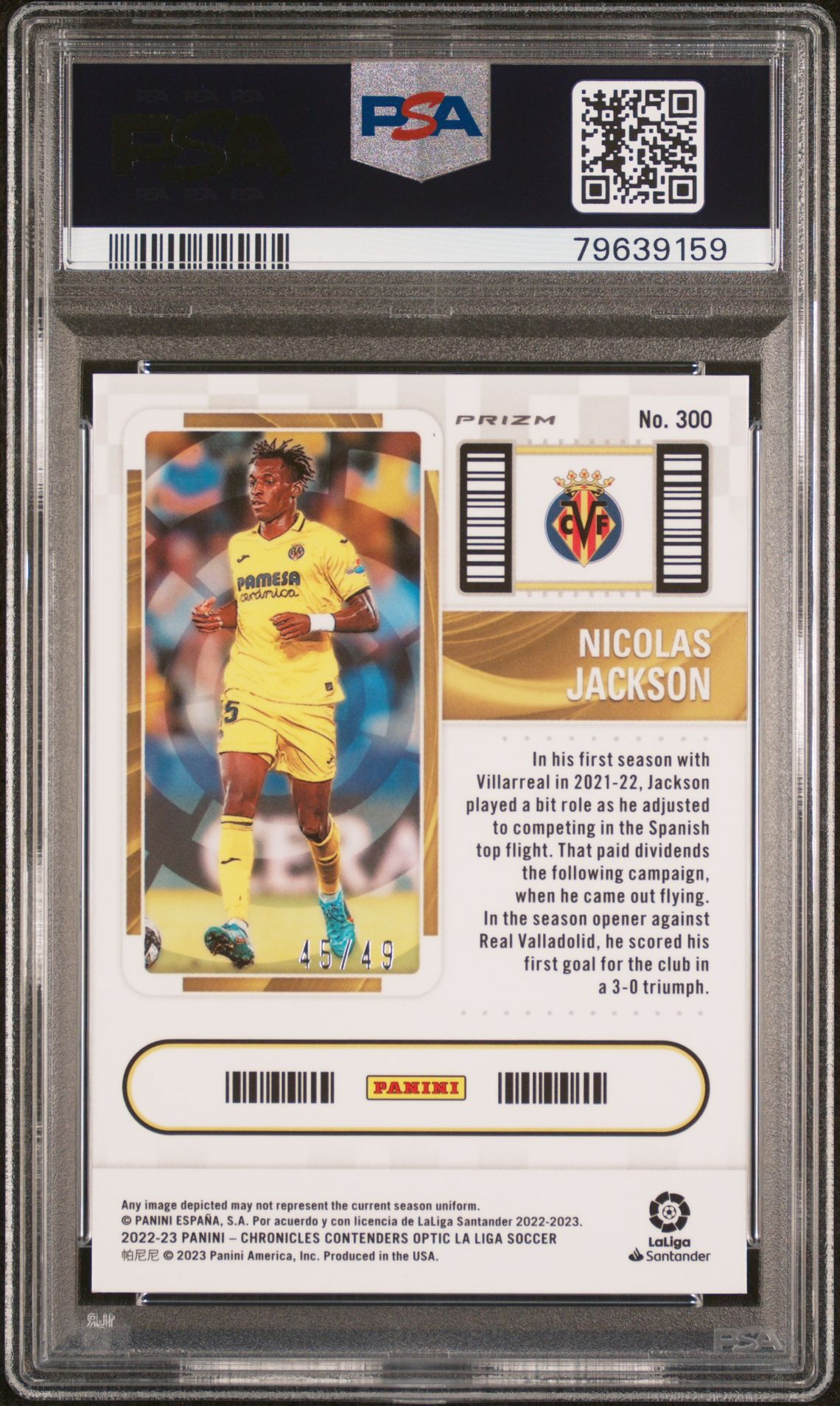 2022-23 Panini Chronicles Nicolas Jackson #300 (La Liga-Blue) Gem Mt 10 back