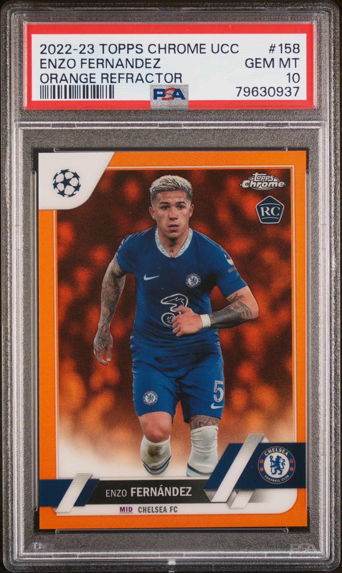 2022-23 Topps Chrome Uefa Club Competitions Enzo Fernandez #158 (Orange Refractor) Gem Mt 10 front