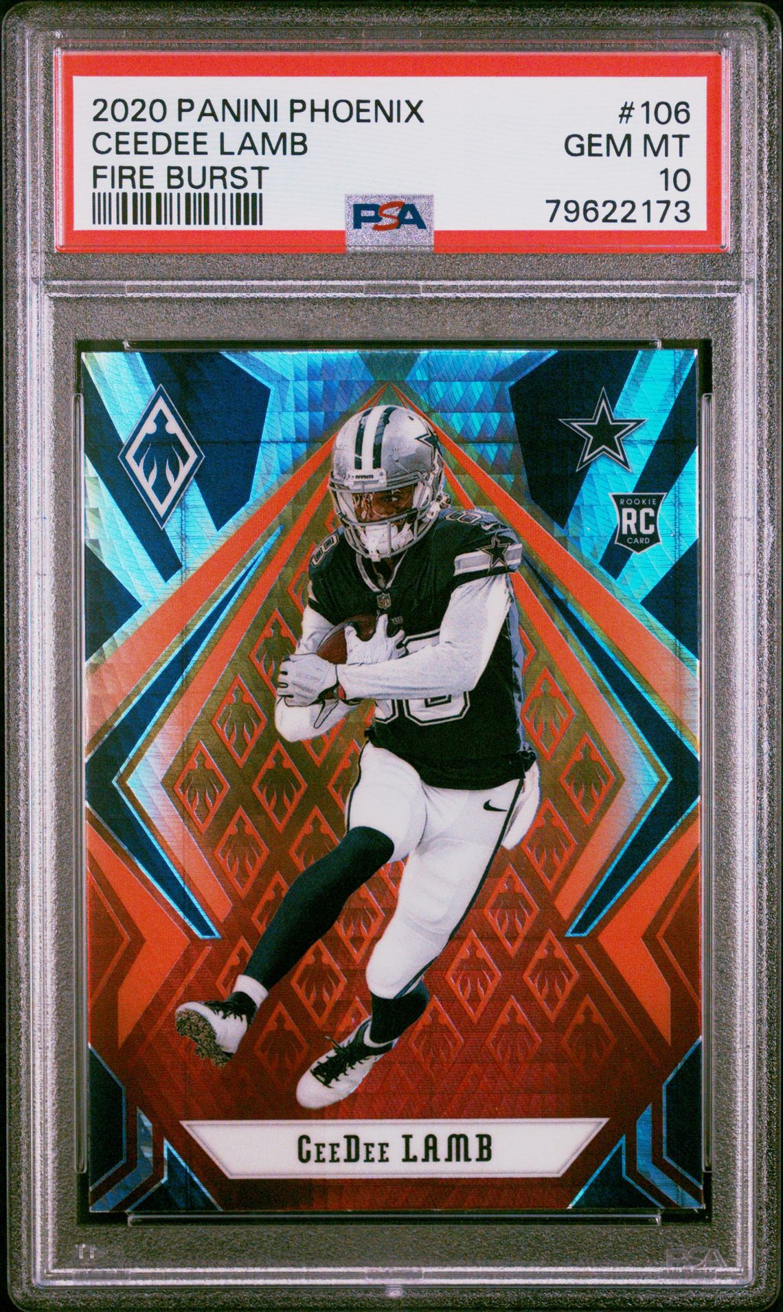 2020 Panini Phoenix Ceedee Lamb #106 (Fire Burst) Gem Mt 10 front