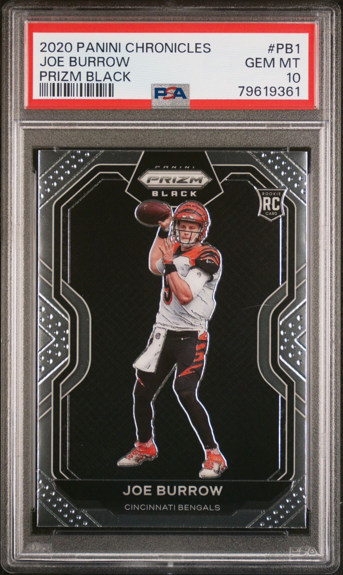 2020 Panini PANINI CHRONICLES PRIZM BLACK #PB1 Joe Burrow front