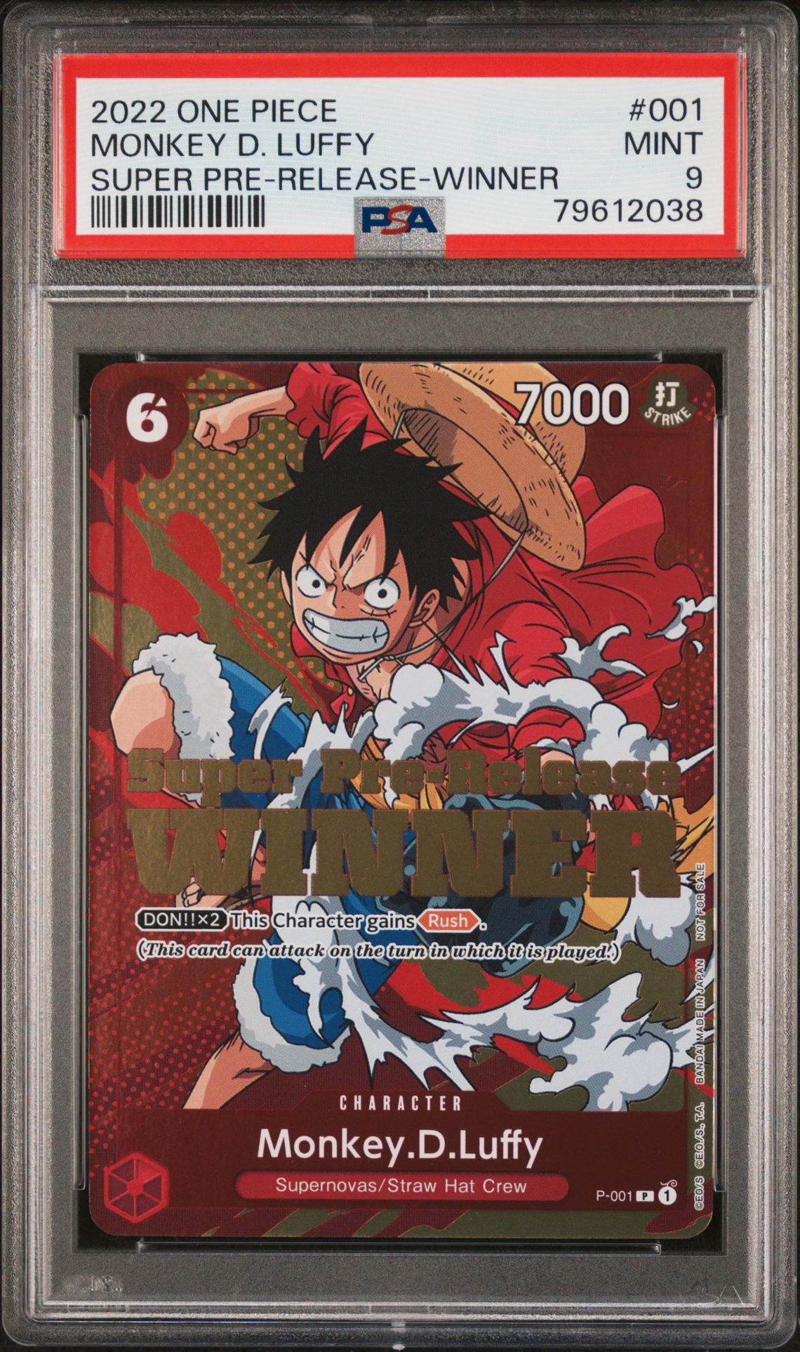 2022 One Piece ONE PIECE PROMOS SUPER PRE-RELEASE-WINNER #001 Monkey D. Luffy front