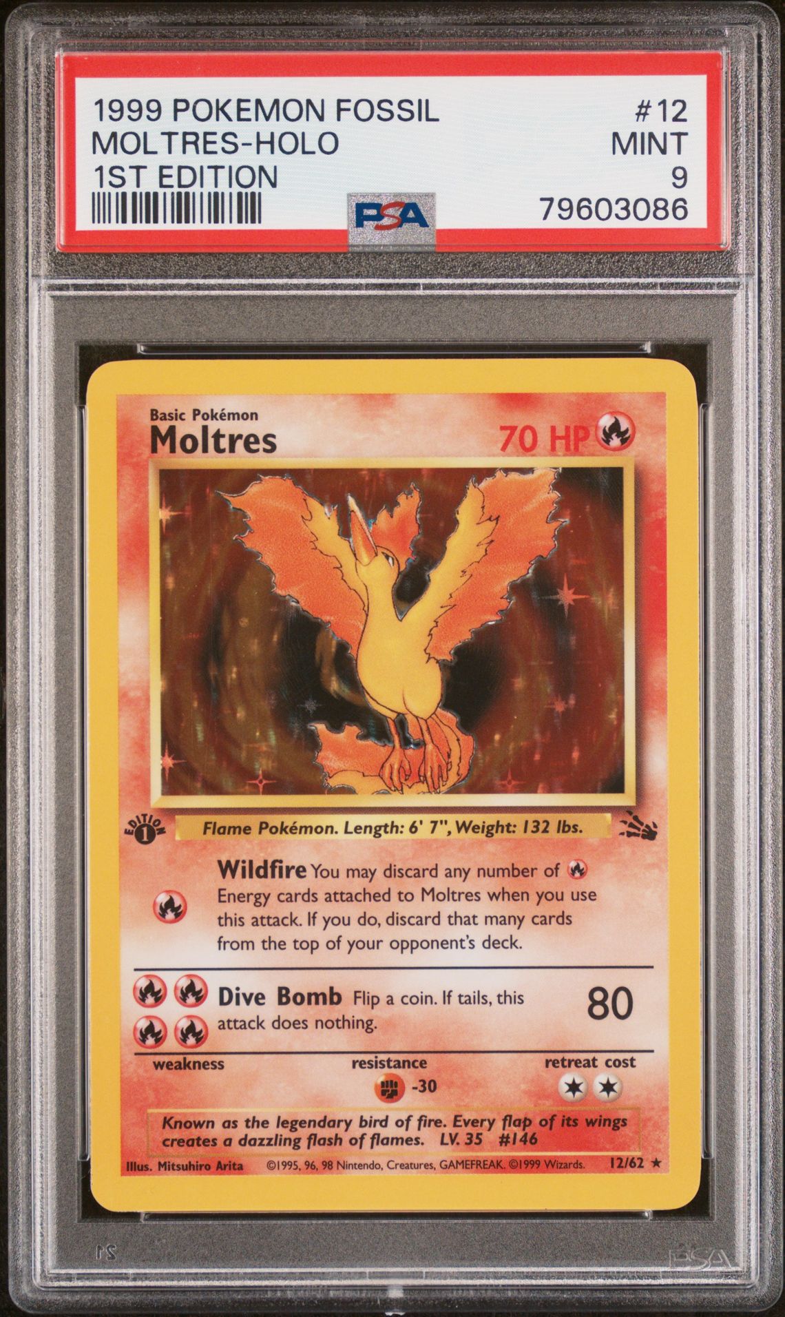 1999 Pokemon POKEMON FOSSIL 1ST EDITION #12 Moltres-Holo front
