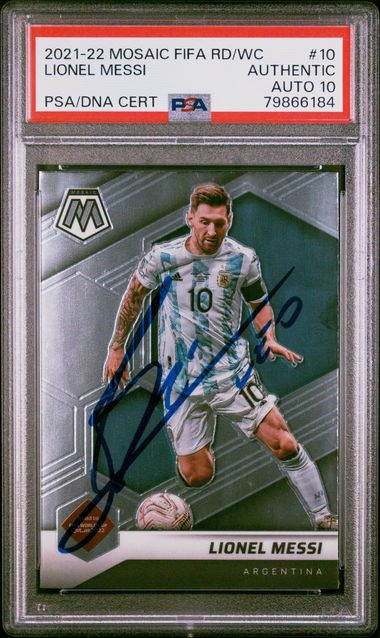 Panini - 2021-22 Lionel Messi Mosaic FIFA Road To World Cup #10 PSA/DNA Authentic Auto 10 Fair Drop Entry