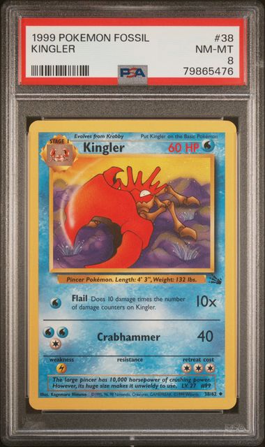 1999 Pokemon Fossil #38 Kingler front