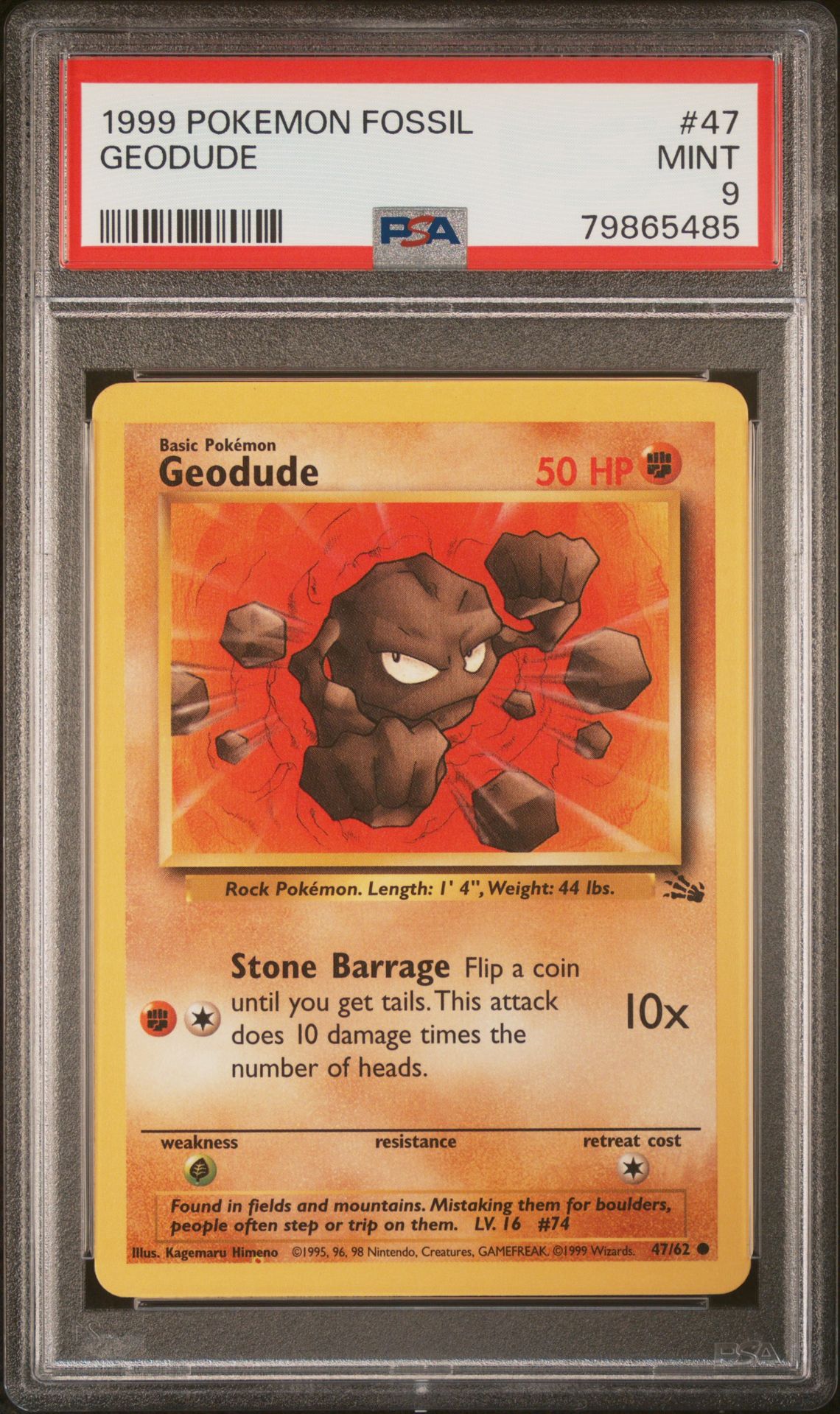 1999 Pokemon POKEMON FOSSIL #47 Geodude front