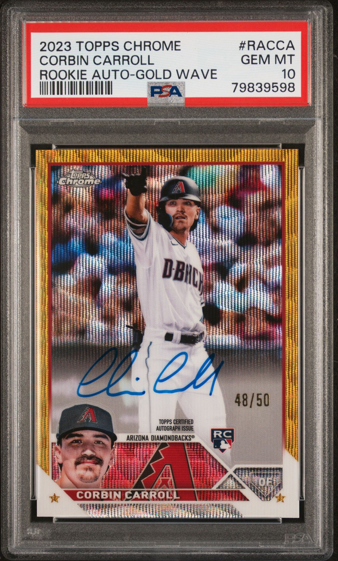 2023 Topps TOPPS CHROME ROOKIE AUTOGRAPH Wave #RACCA Corbin Carroll front