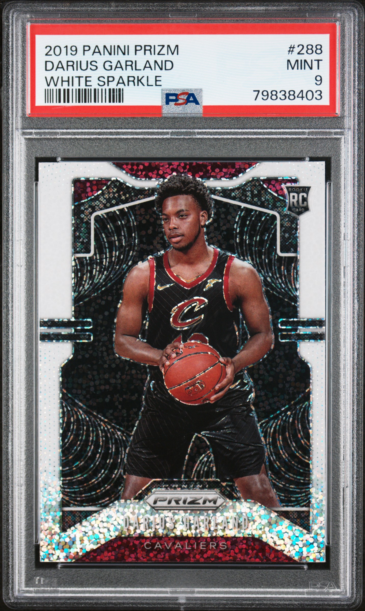 2019-20 Panini Prizm White Sparkle #288 Darius Garland Rookie Card - PSA MINT 9