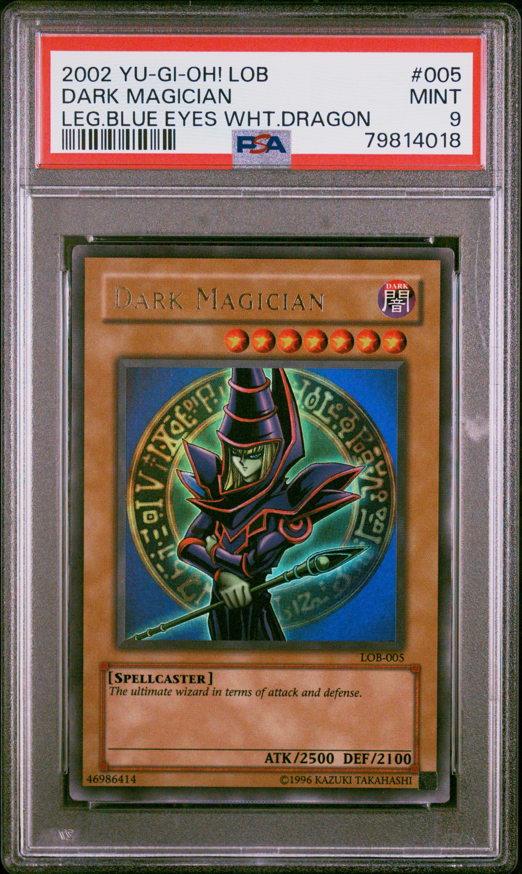 2002 Yu-Gi-Oh! LOB Legend Of Blue Eyes White Dragon #005 Dark Magician - PSA MINT 9