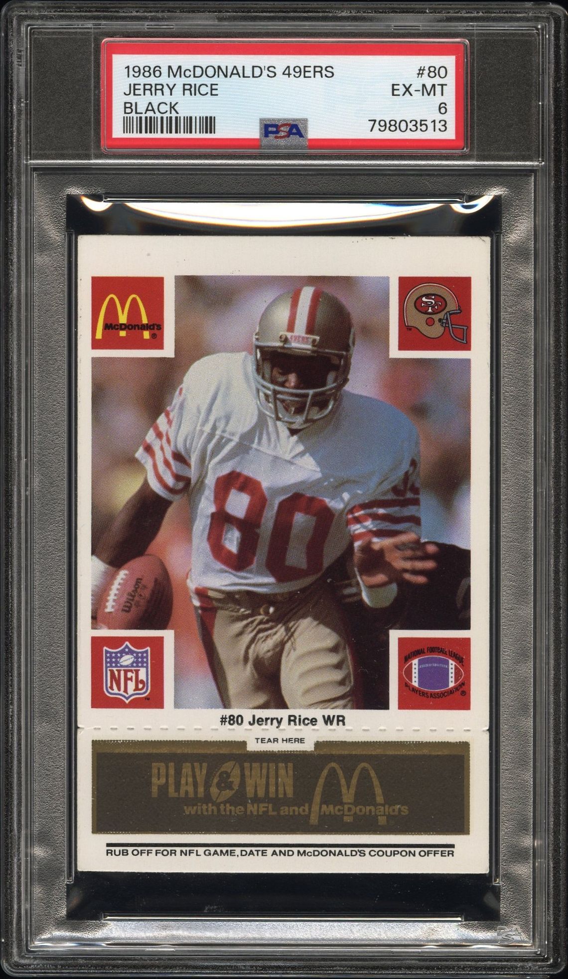 1986 MCDONALD'S 49ERS BLACK #80 Jerry Rice front