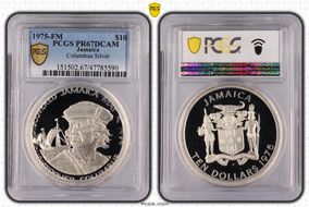 1975-FM $10 Columbus Silver PR67DCAM