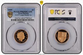 2009 £1 S-J27 Large Shield Au PR69DCAM