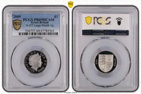 2009 £1 S-J27 Large Shield Ag PR69DCAM