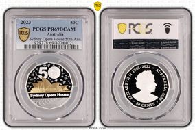 2023 50C Sydney Opera House 50th Ann. Ag Partial Gilt PR69DCAM