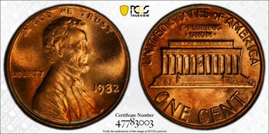1982 1C Bronze, Large Date MS67RD
