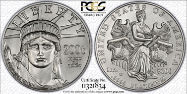 2006-W $100 Burnished St. of Liberty First Strike SP70