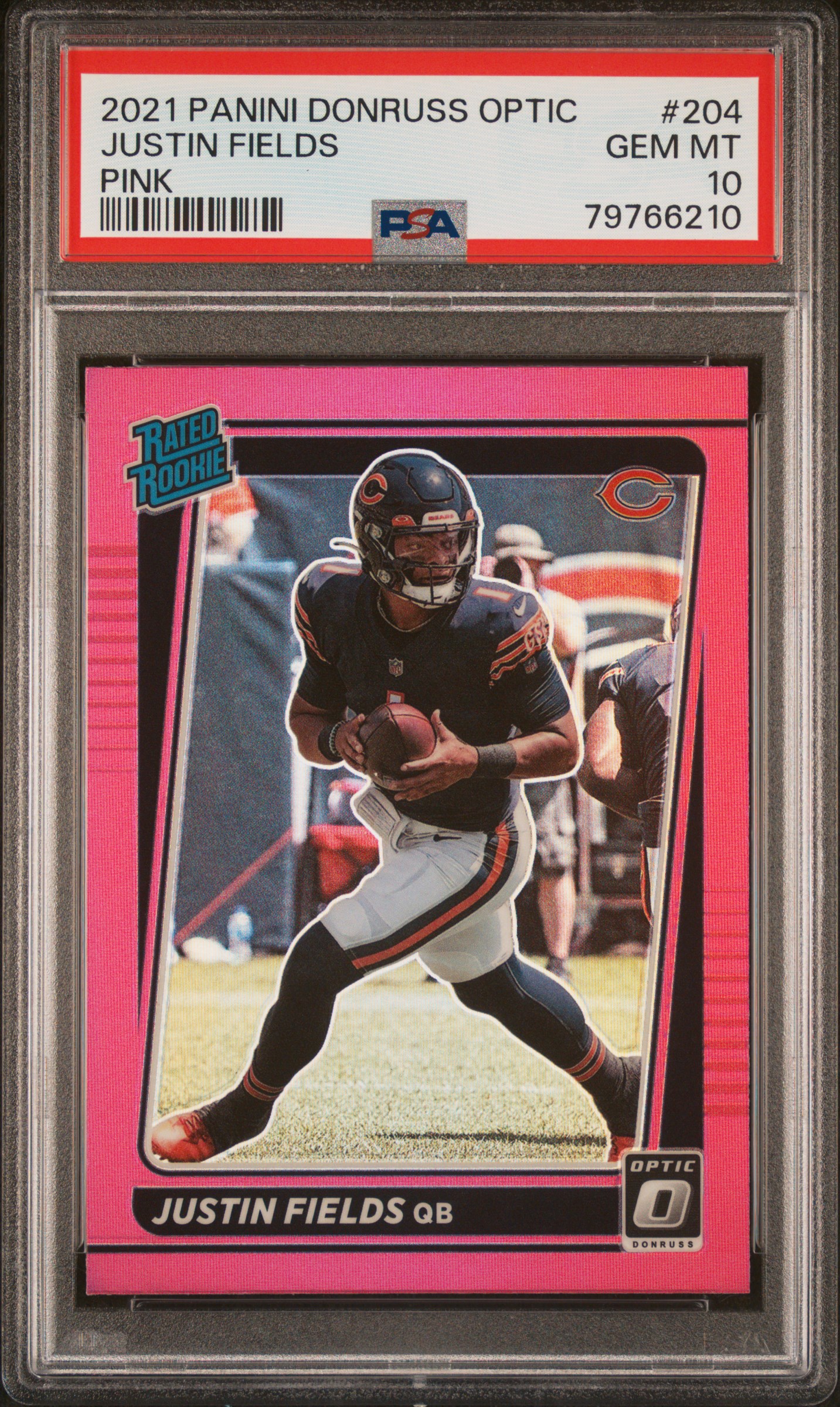 2021 Panini Donruss Optic Justin Fields #204 (Pink) Gem Mt 10 front