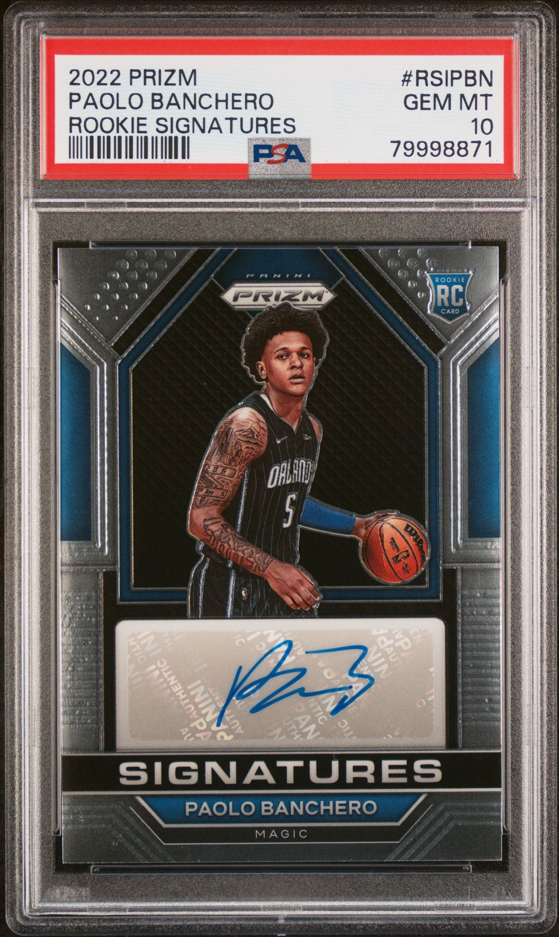2022 Panini PANINI PRIZM ROOKIE SIGNATURES ROOKIE SIGNATURESCertificationPrimary Signer (1 Signer)PAOLO BANCHERO #RSIPBN Paolo Banchero front