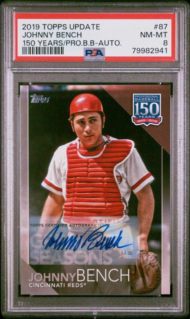 Johnny Bench Autographed 1968 Topps Signed Baseball Rookie Card #247 Auto  PSA A