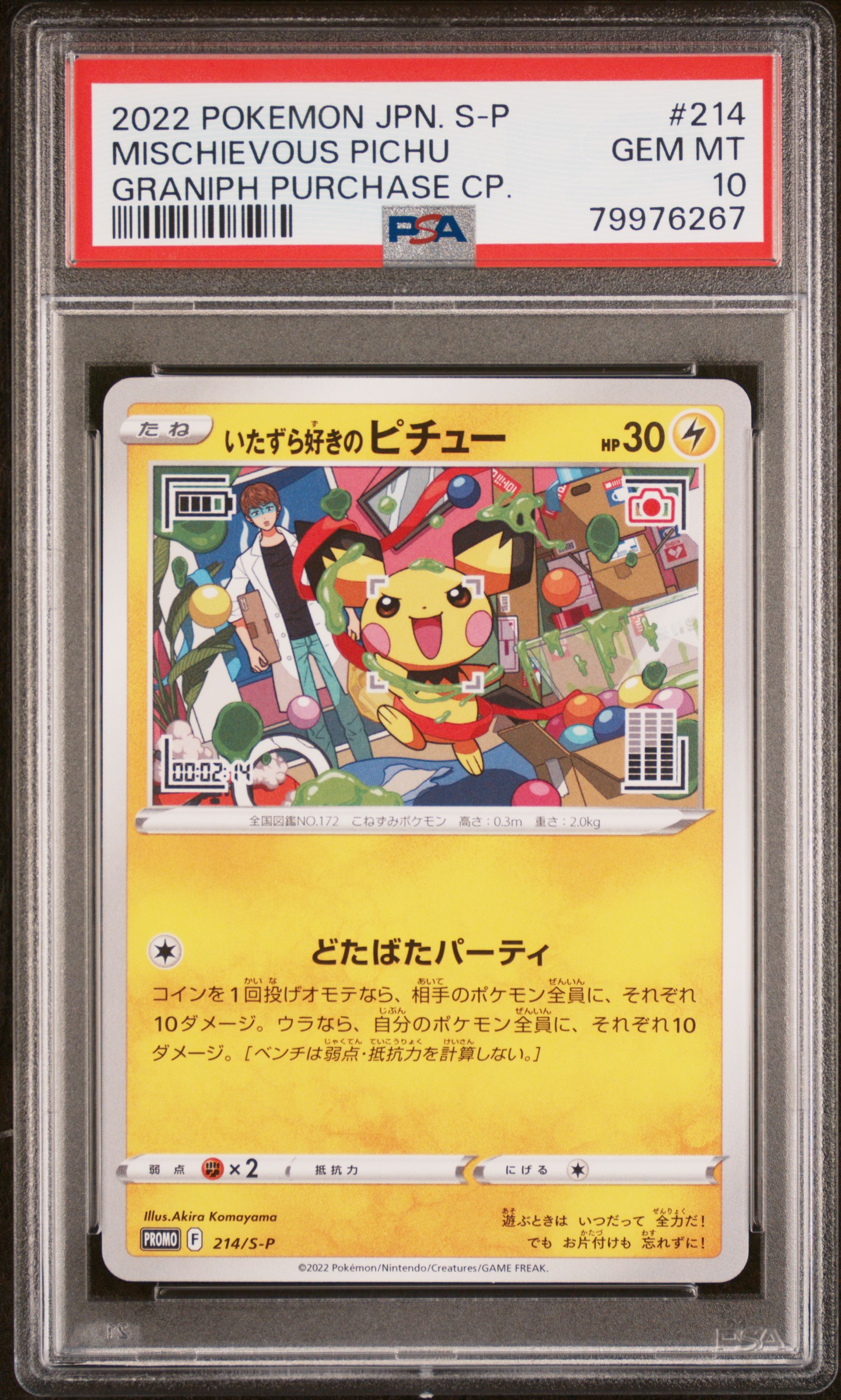 2022 #214 Mischievous Pichu PSA 10 Japanese S Promo