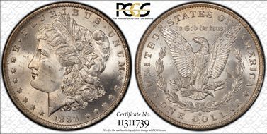 1888-O $1 VAM 9, Doubled Arrows MS64