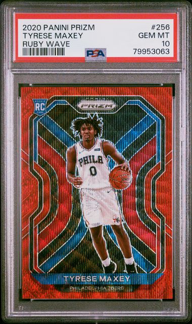 2020 Panini Prizm Ruby Wave 256 Tyrese Maxey Rookie Card – PSA GEM