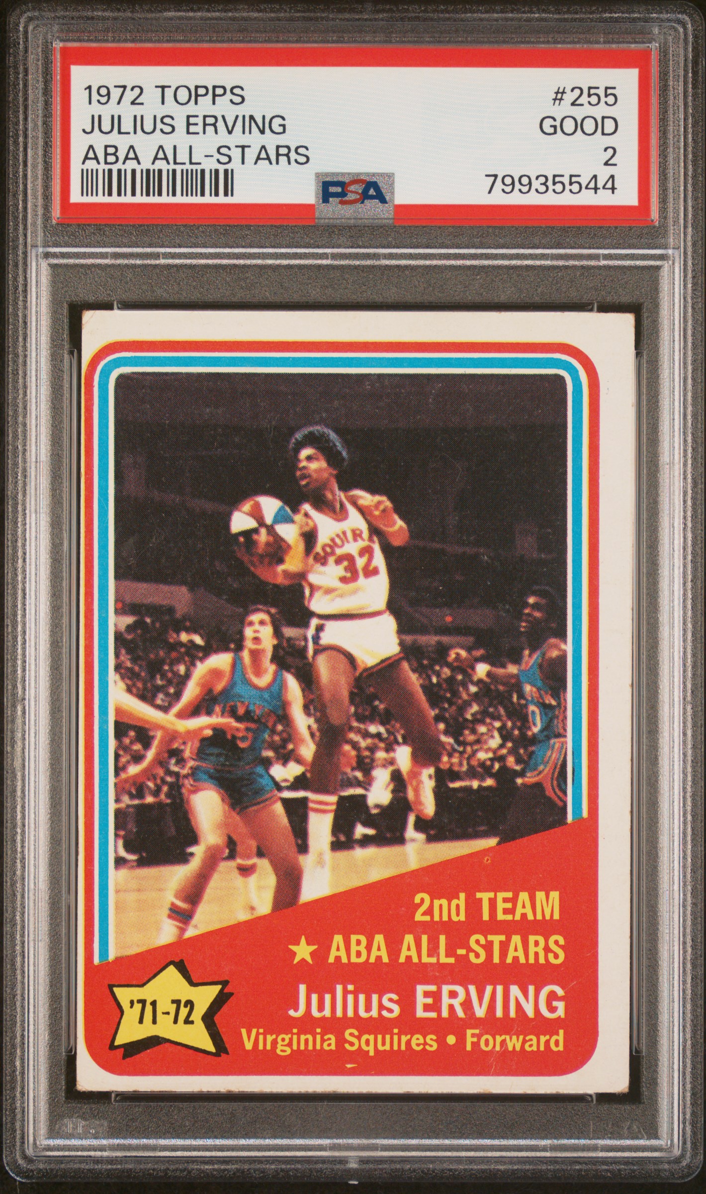 1972 Topps Aba All-Stars #255 Julius Erving Rookie Card – PSA GD 2