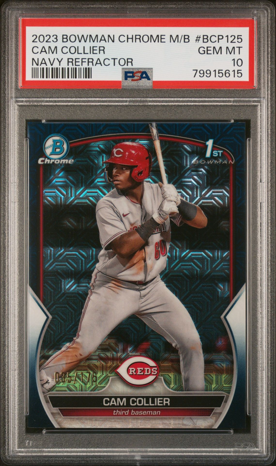2023 Bowman BOWMAN MEGA BOX CHROME NAVY REFRACTOR #125 Cam Collier front